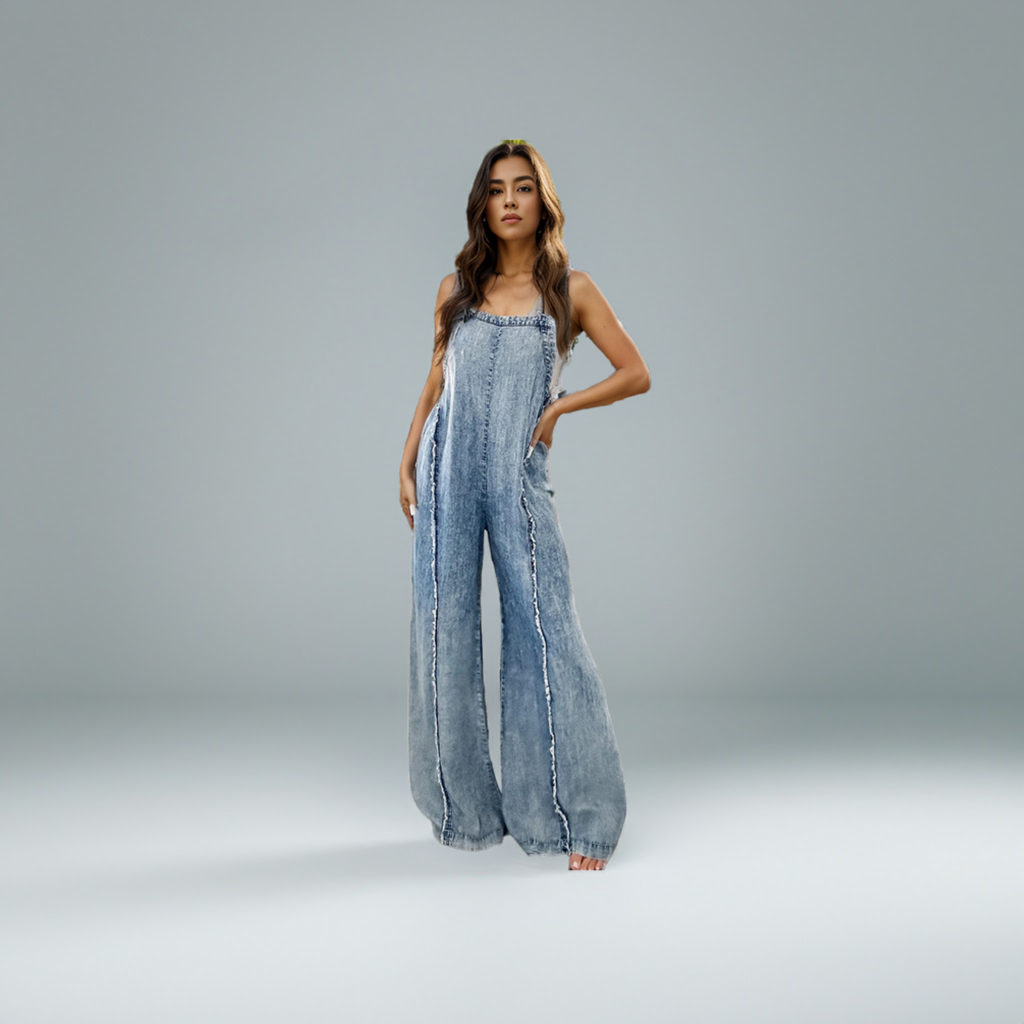 Adjustable Strap Wide Leg Denim Overalls