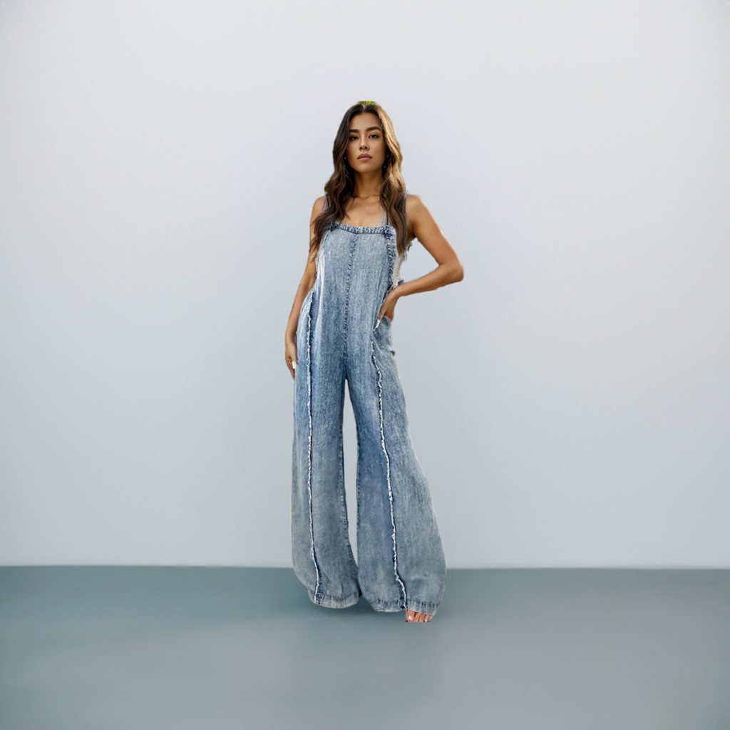 Adjustable Strap Wide Leg Denim Overalls