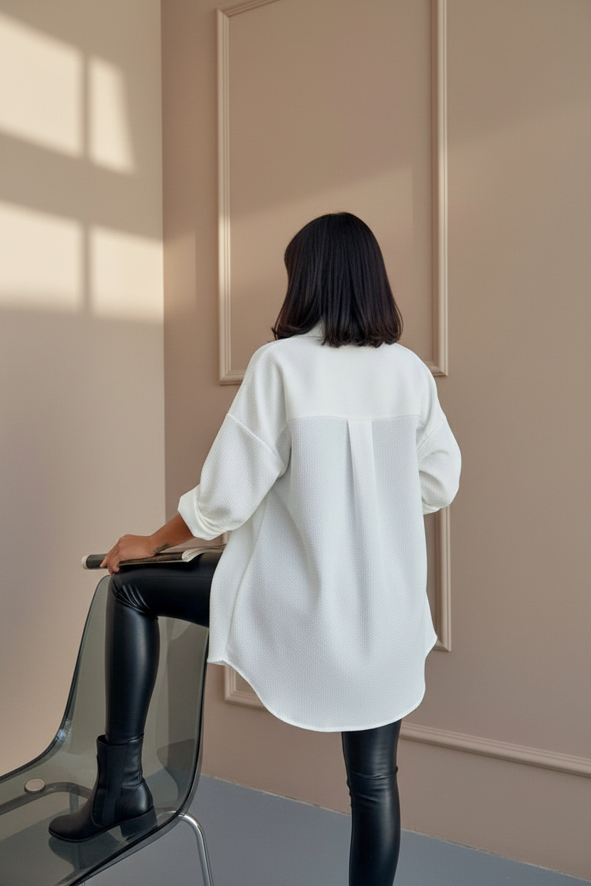 Waffle Knit Oversized Shirt