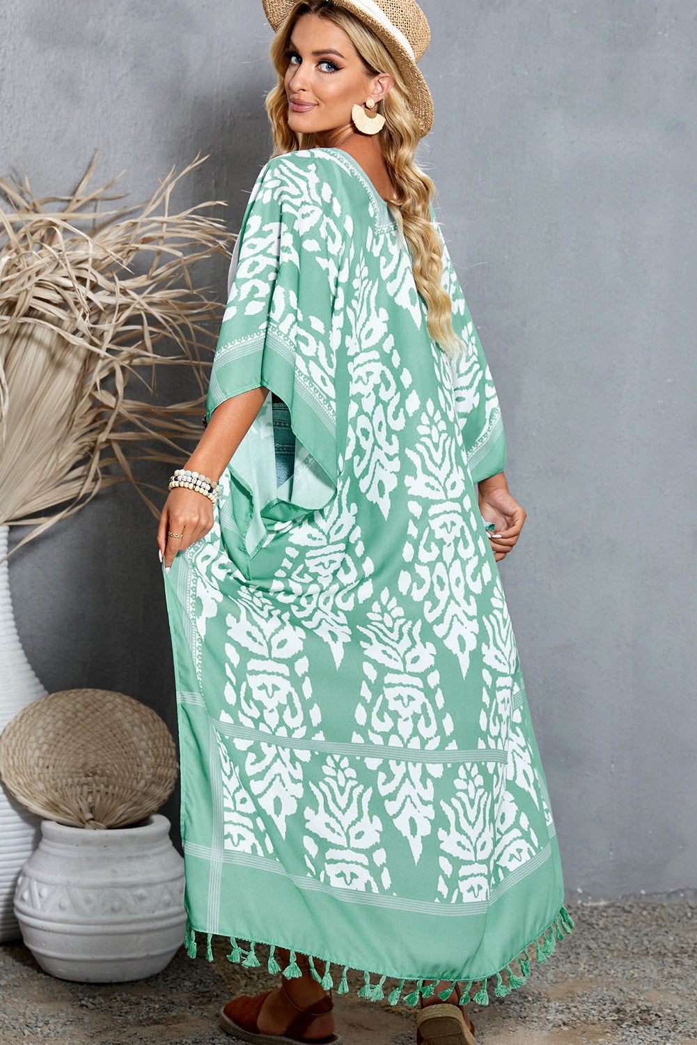 Printed Tassel Kimono