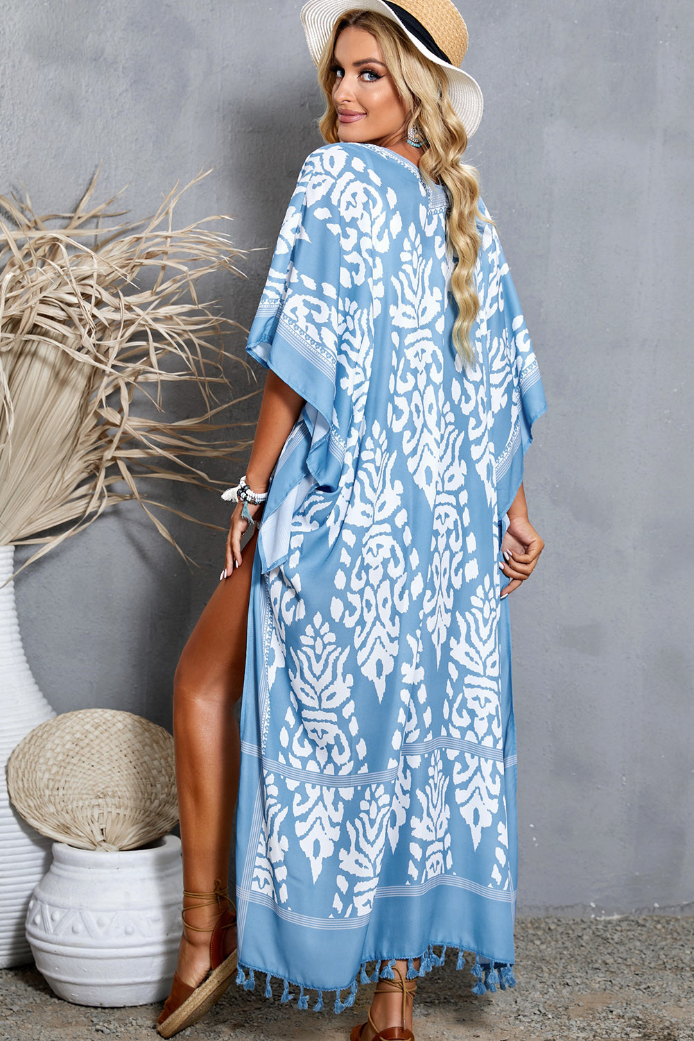 Printed Tassel Kimono