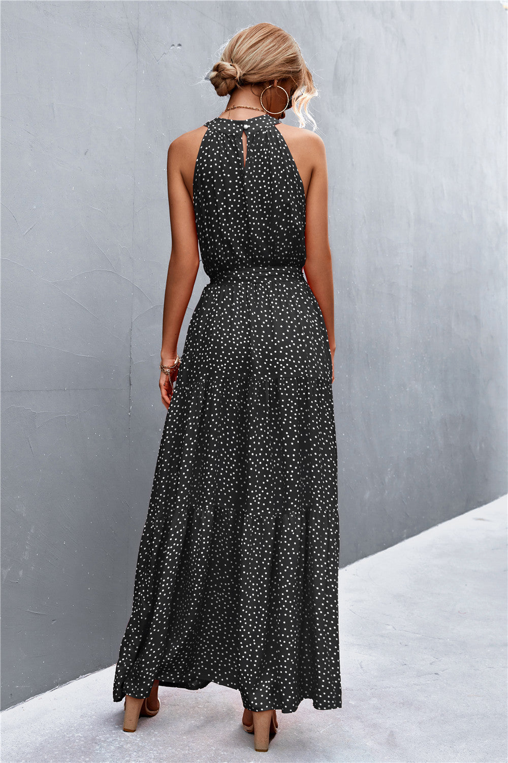 Printed Tie Waist Maxi Dress