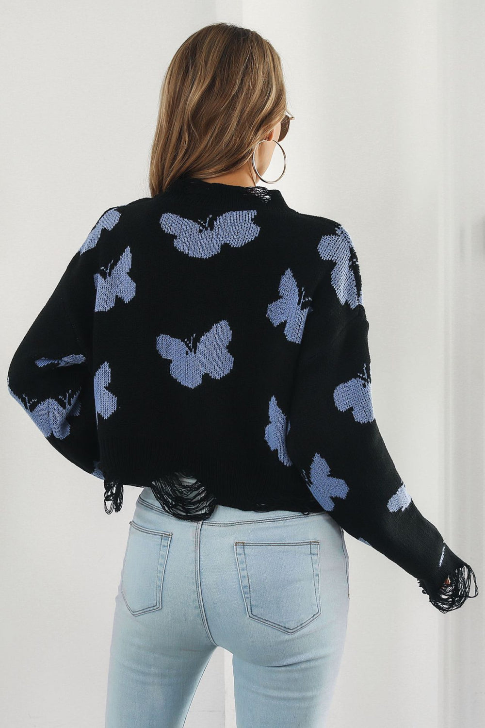 Distressed Butterfly Sweater