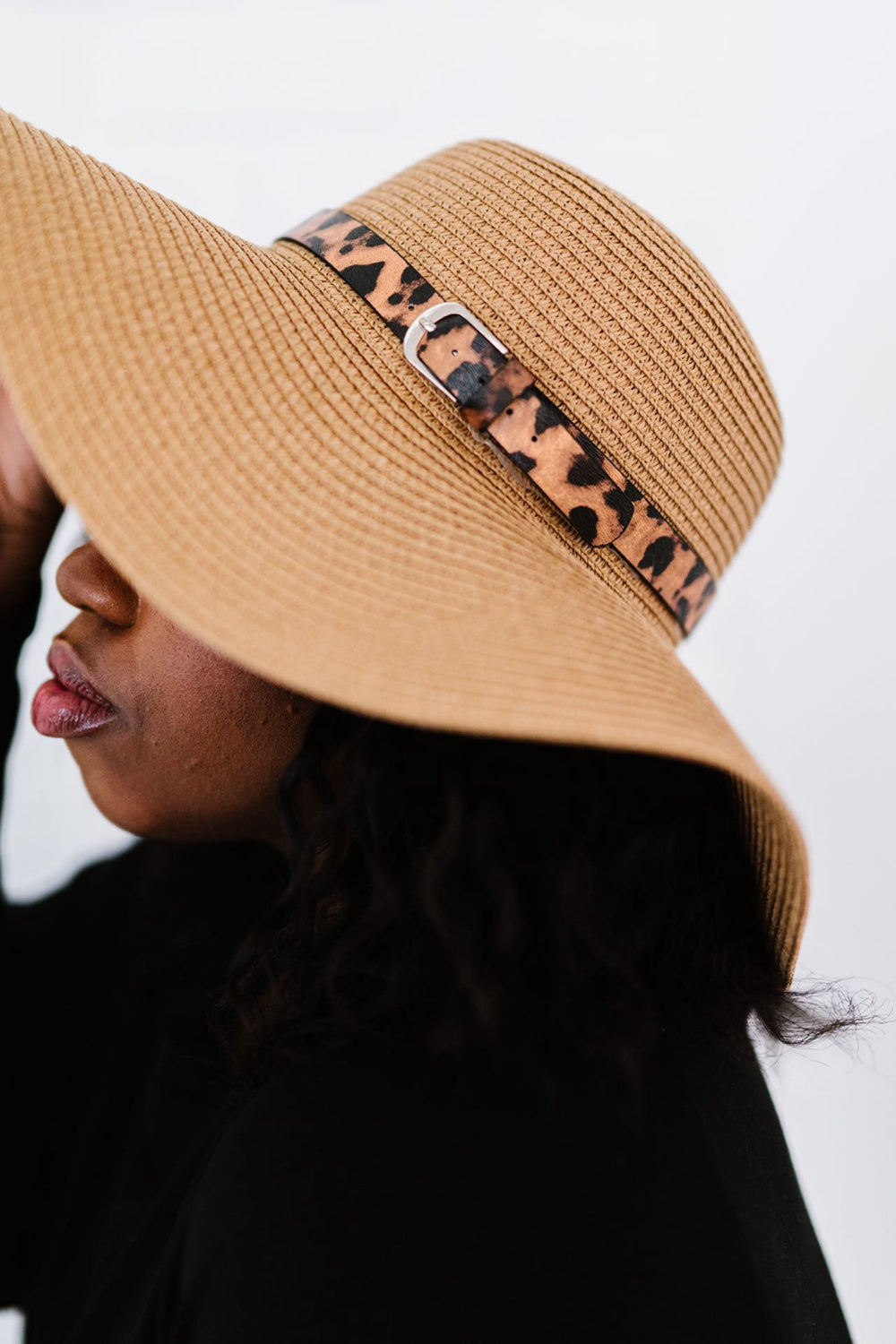 Justin Taylor Wild Sunshine Leopard Strap Floppy Hat