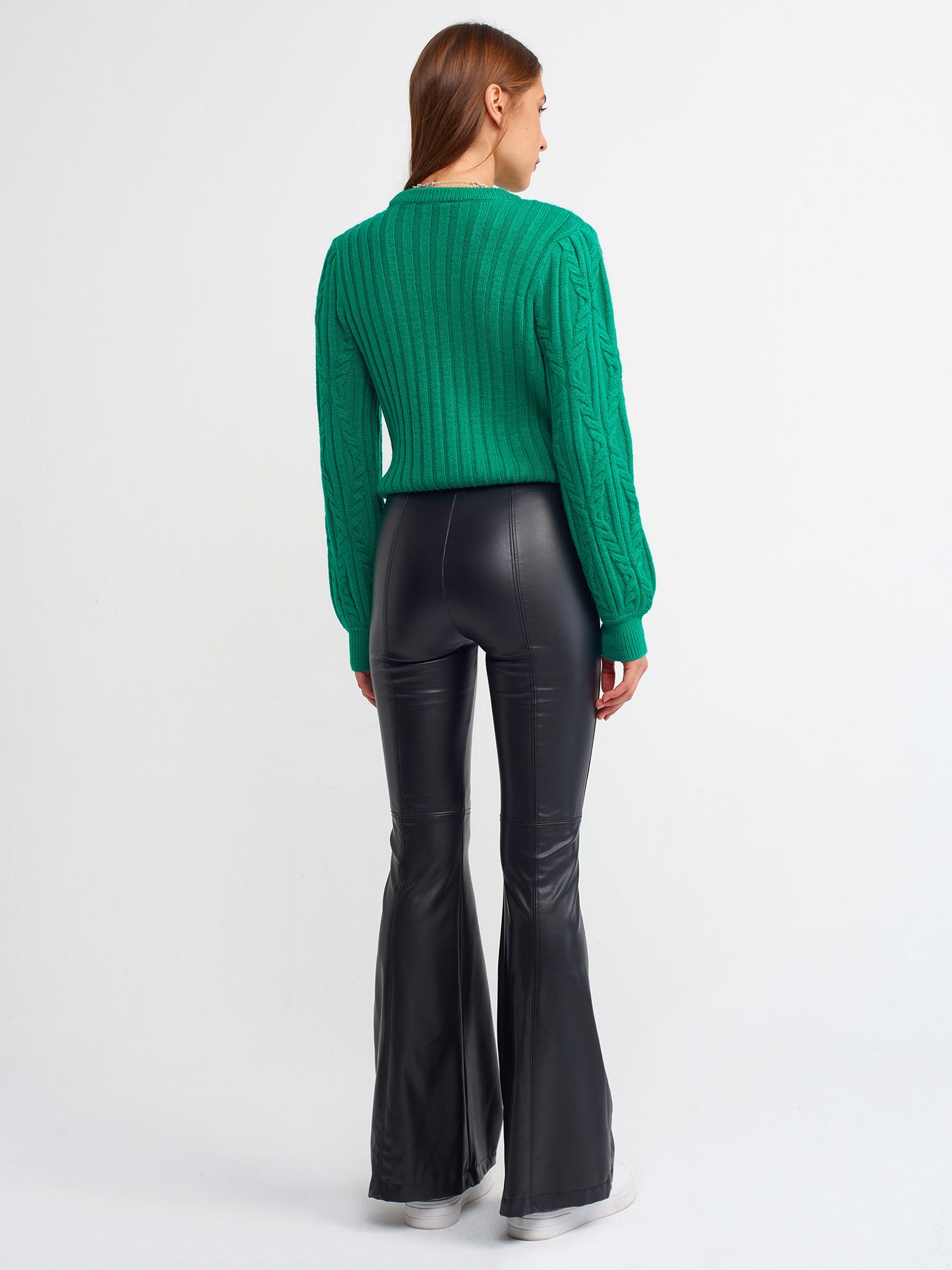 Bell Bottom Artificial Leather Pants