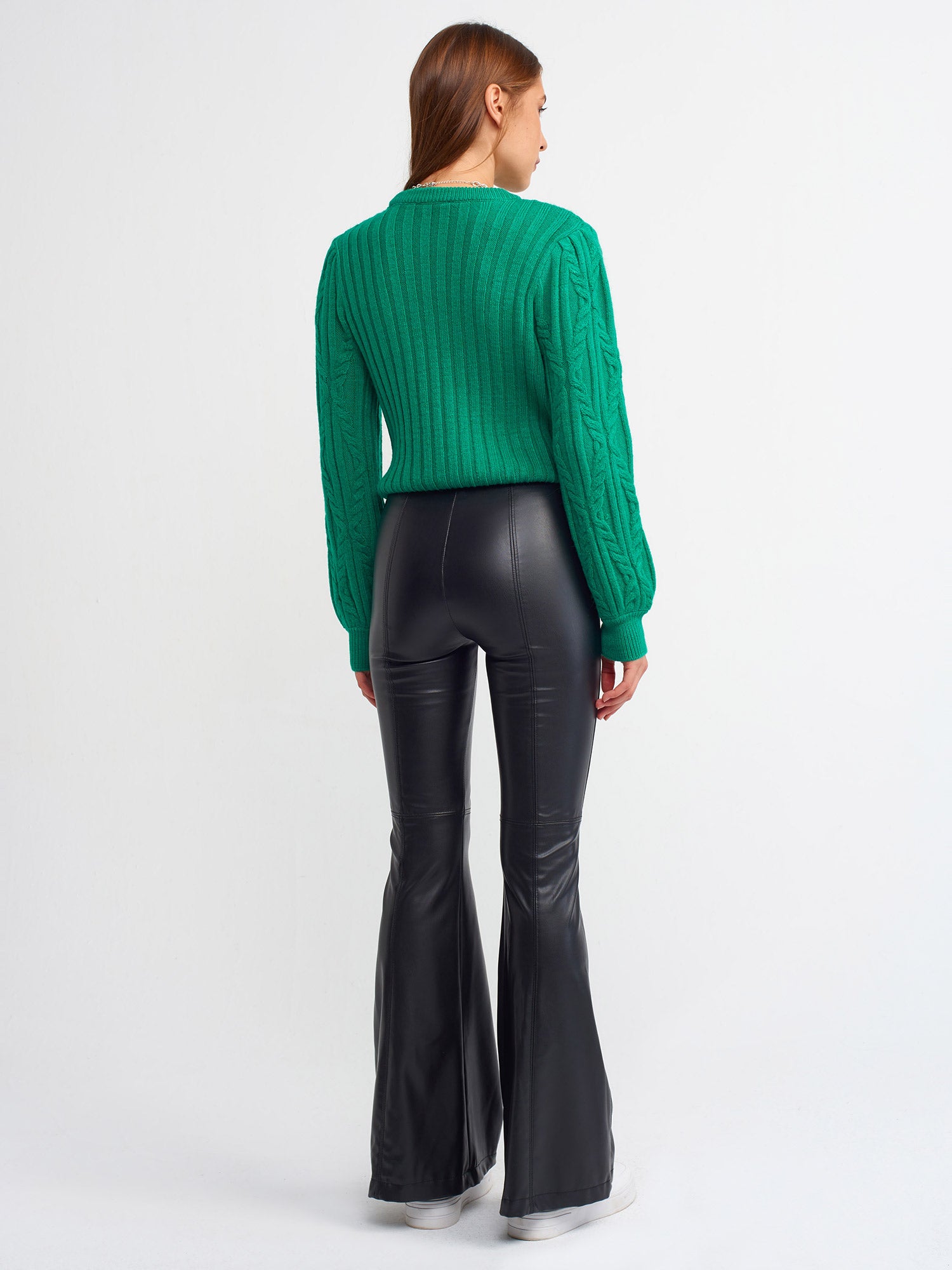 Bell Bottom Faux Leather Pants