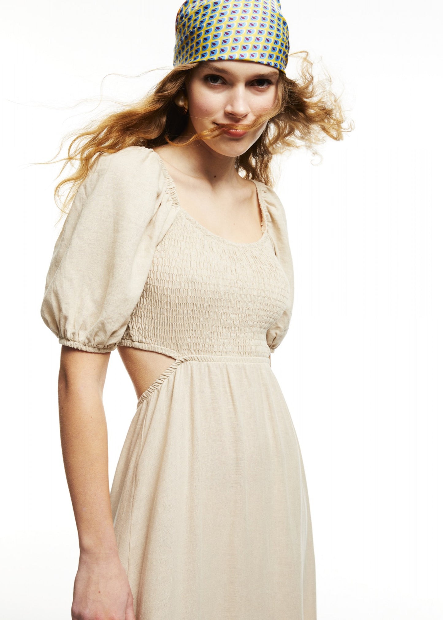 Low Back Linen Dress - Beige