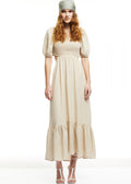 Low Back Linen Dress - Beige