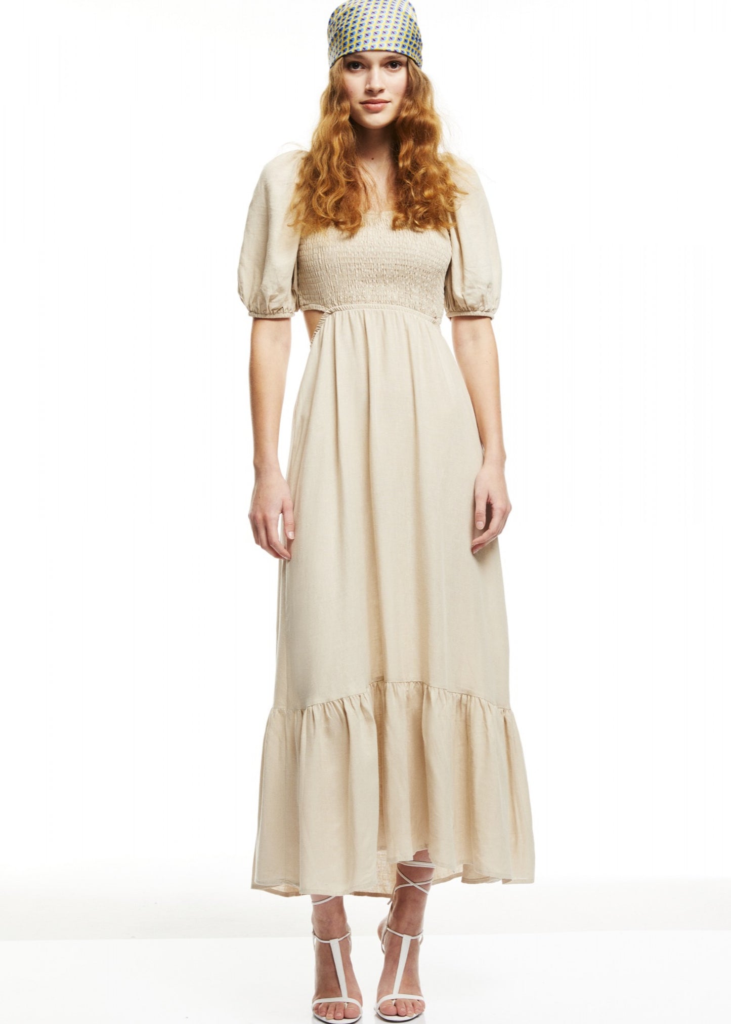 Low Back Linen Dress - Beige