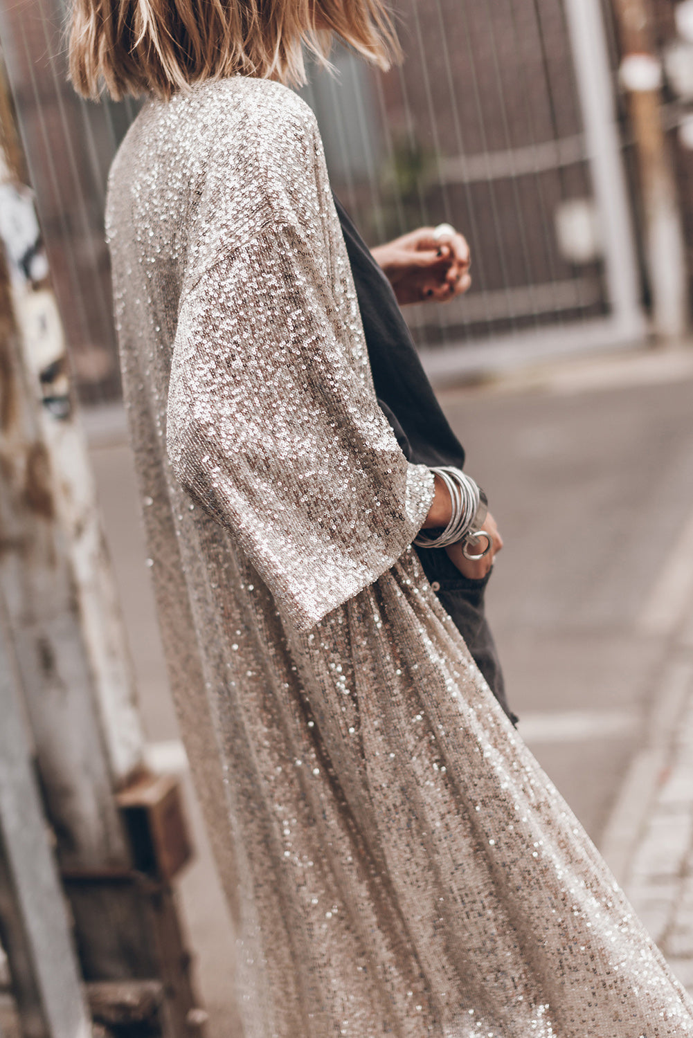 Sequin Open Front Duster