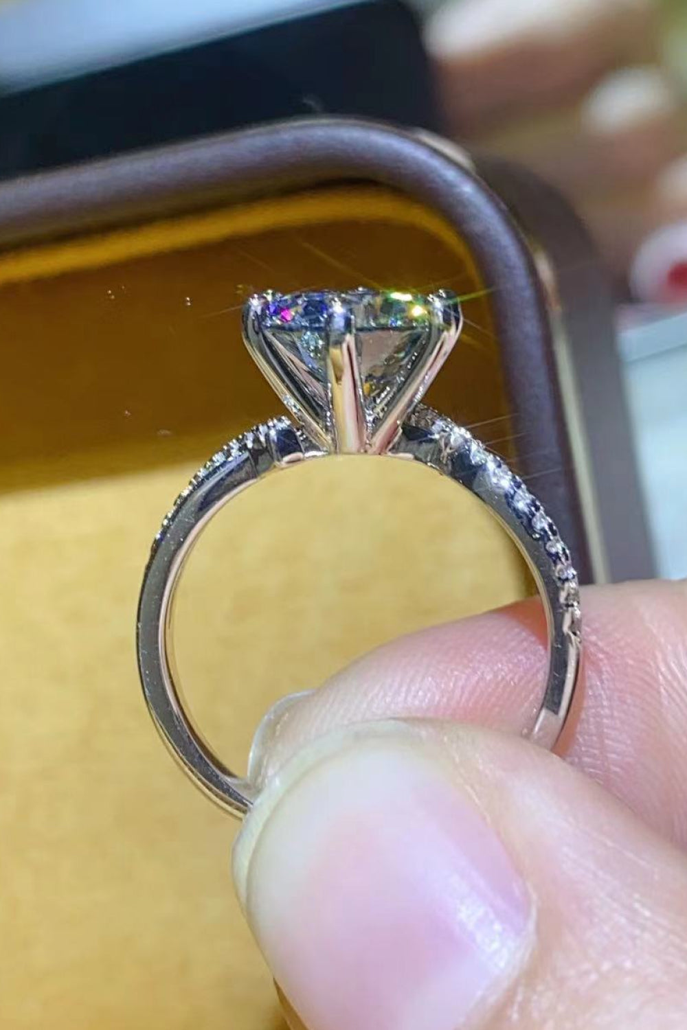 2 Carat Moissanite Ring in Smokey Gray