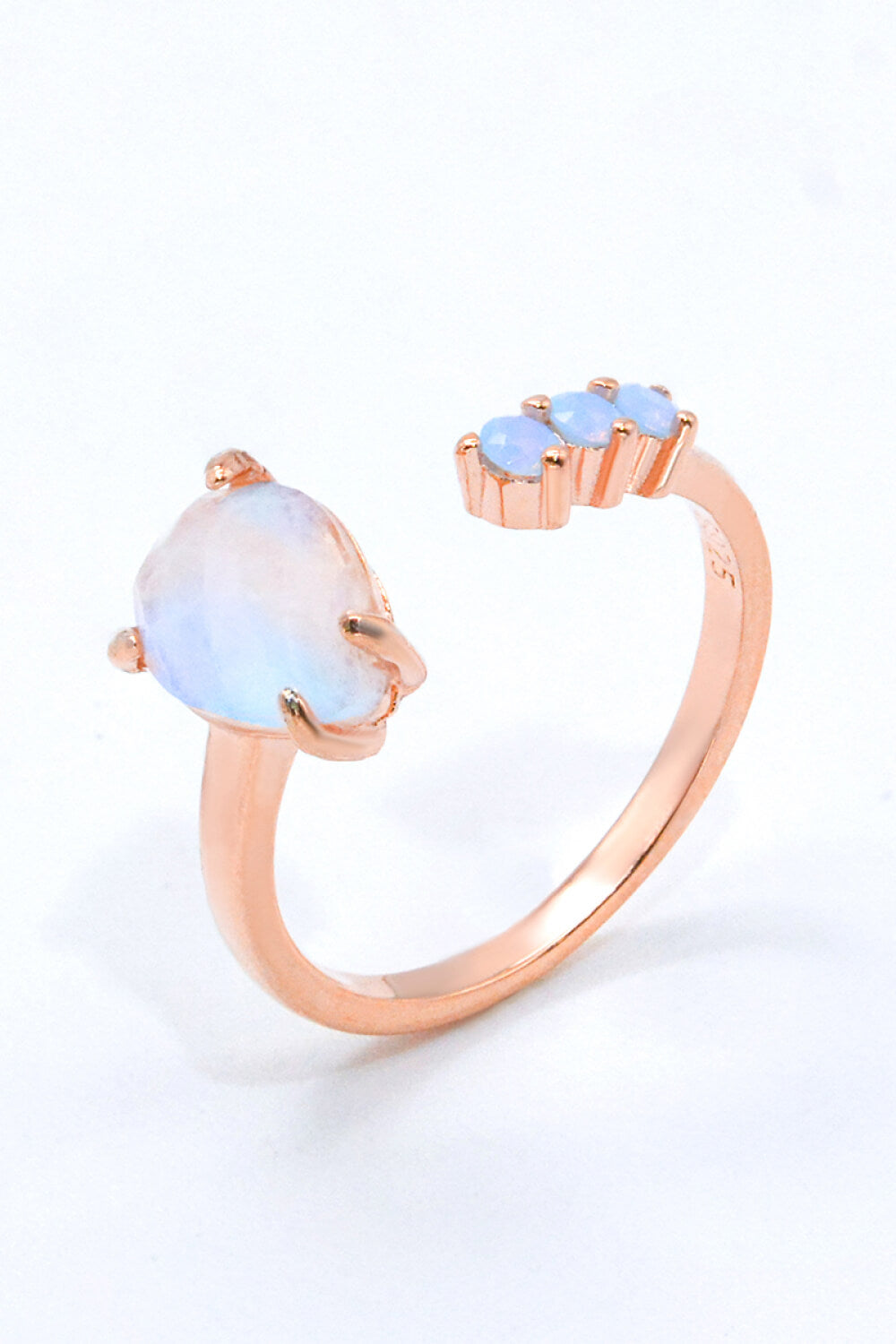 18K Rose Gold-Plated Moonstone Open Ring