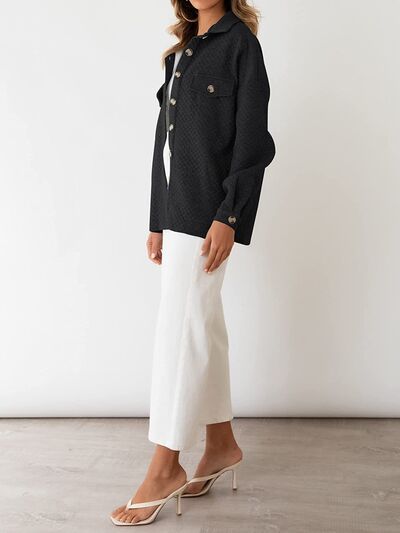 Button Up Dropped Shoulder Jacket