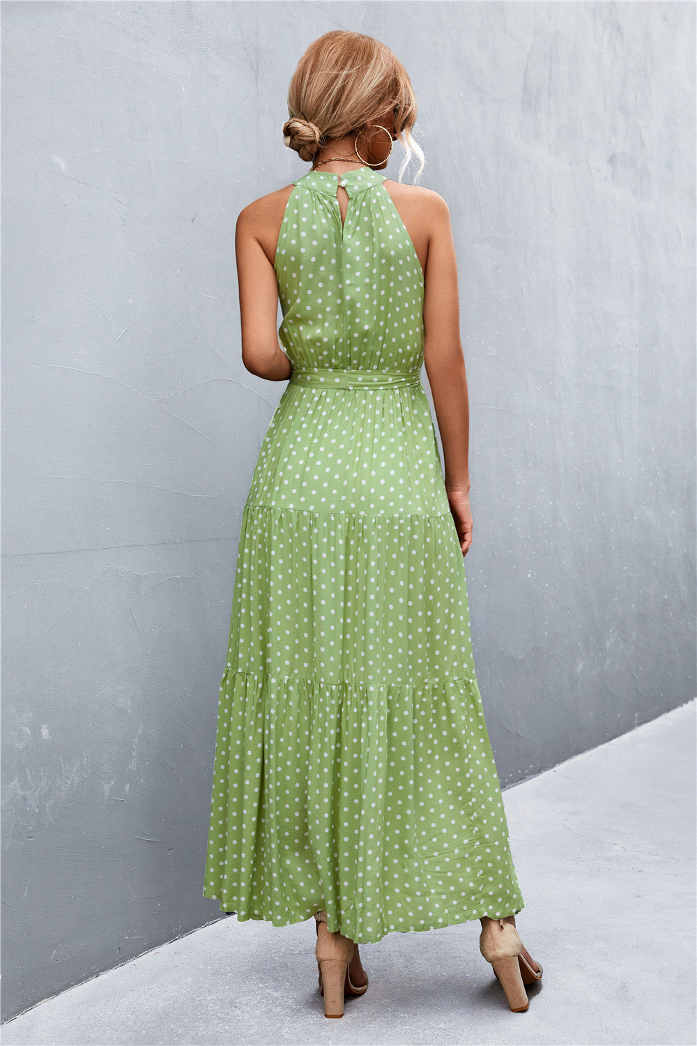 Printed Tie Waist Maxi Dress