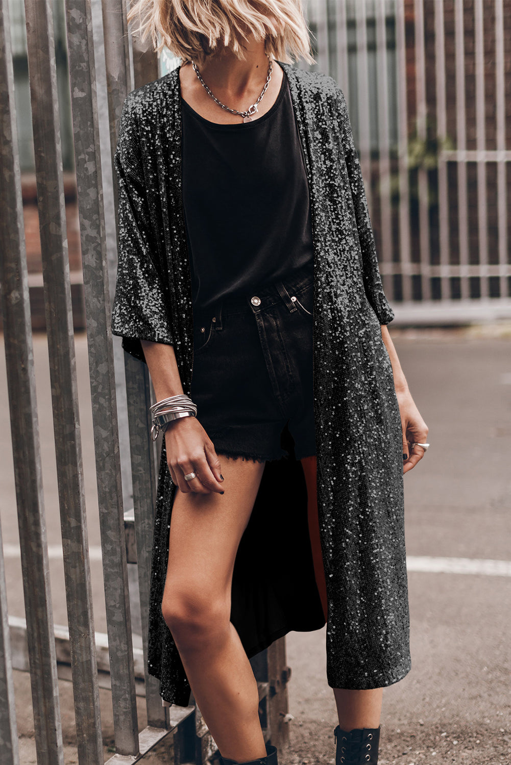 Sequin Open Front Duster