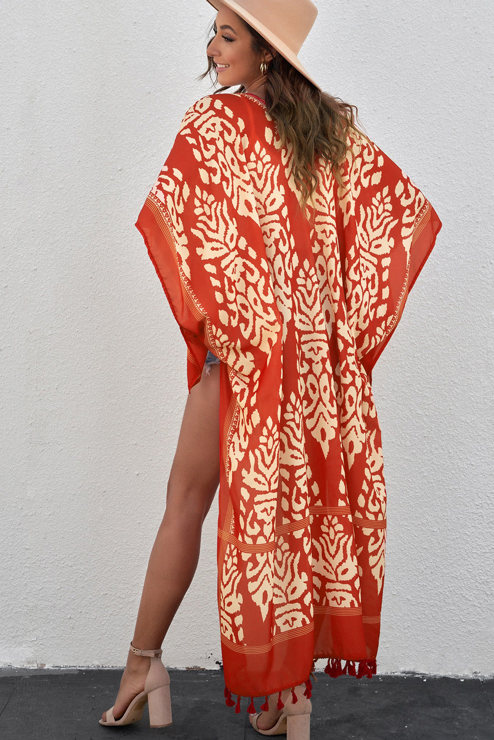 Printed Tassel Kimono