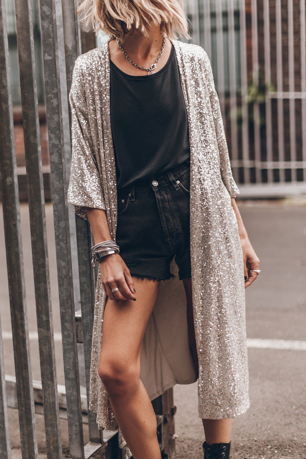 Sequin Open Front Duster