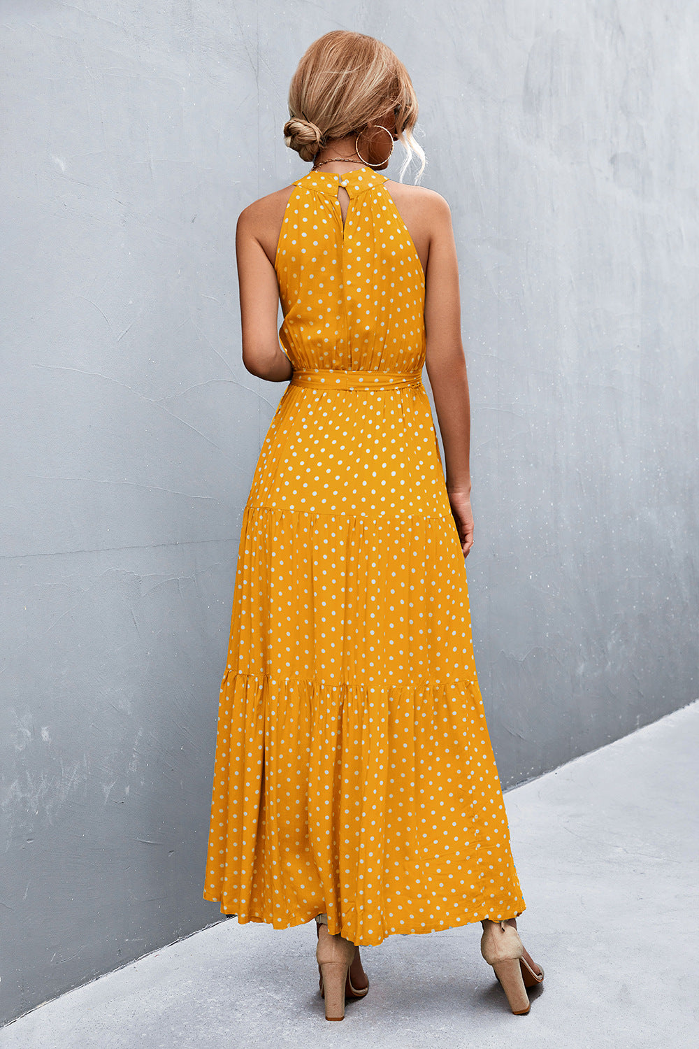 Printed Tie Waist Maxi Dress