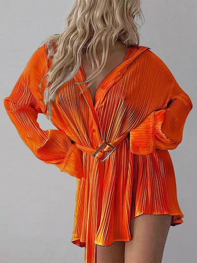 Plissé Shirt Dress