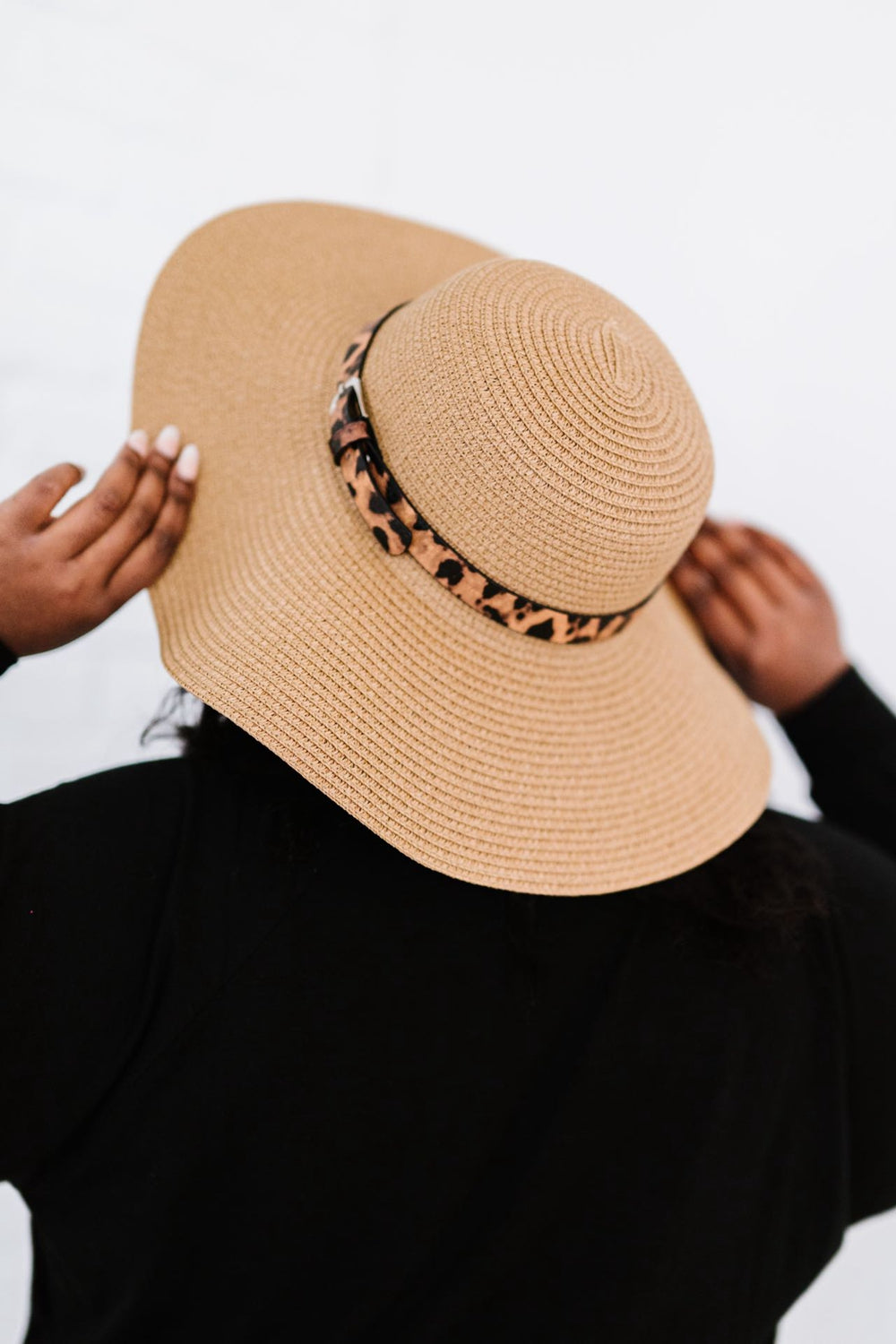 Justin Taylor Wild Sunshine Leopard Strap Floppy Hat