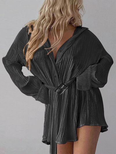 Plissé Shirt Dress