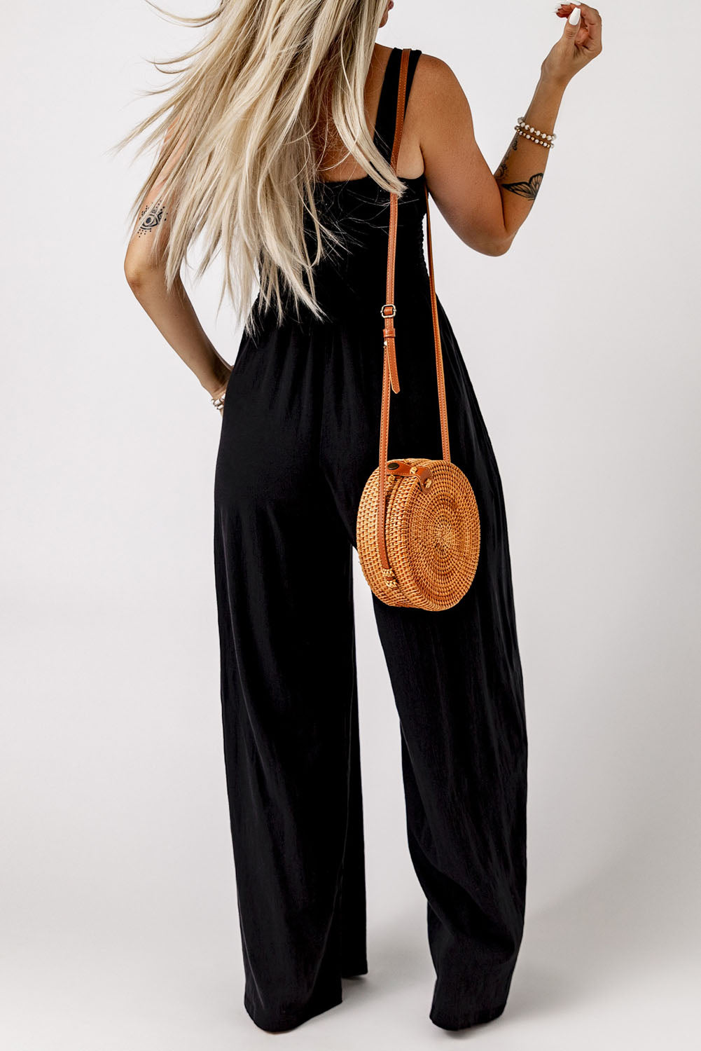 Smocked Wide Leg Jumpsuit