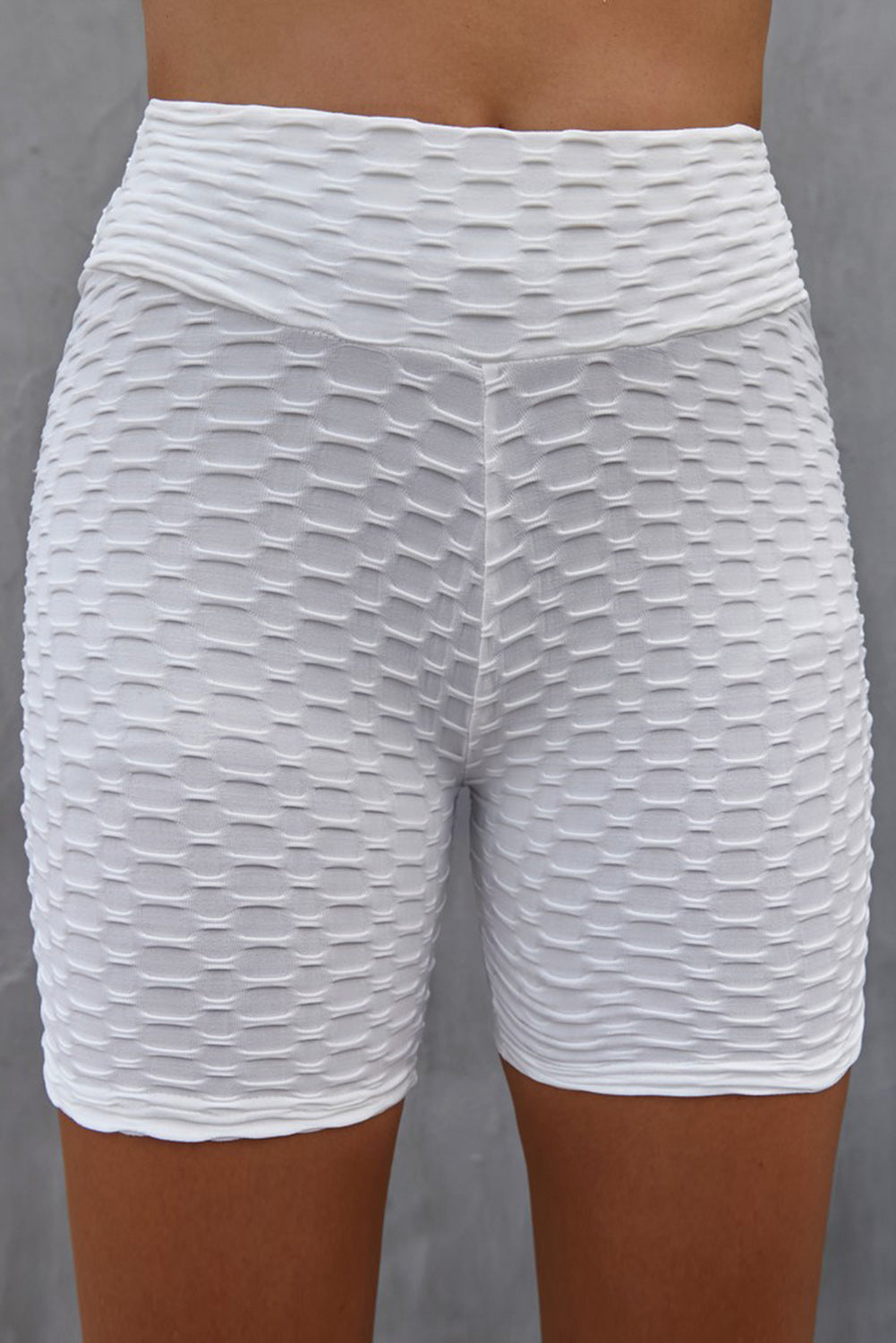 Textured High Waisted Biker Shorts