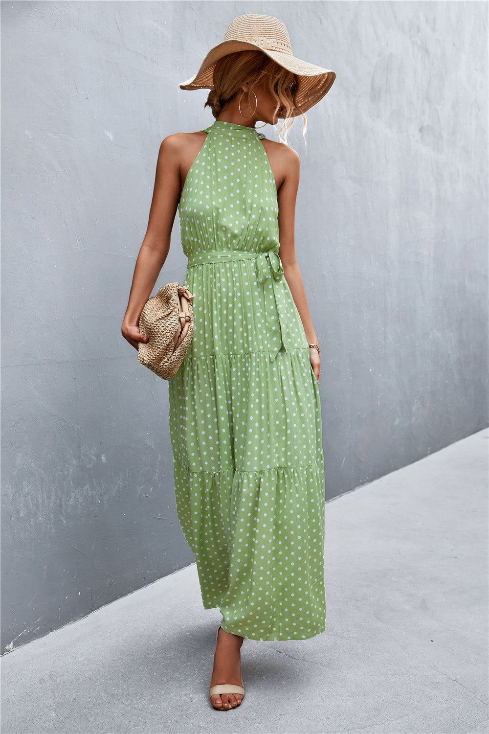 Printed Tie Waist Maxi Dress