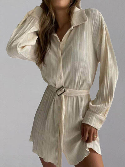 Plissé Shirt Dress